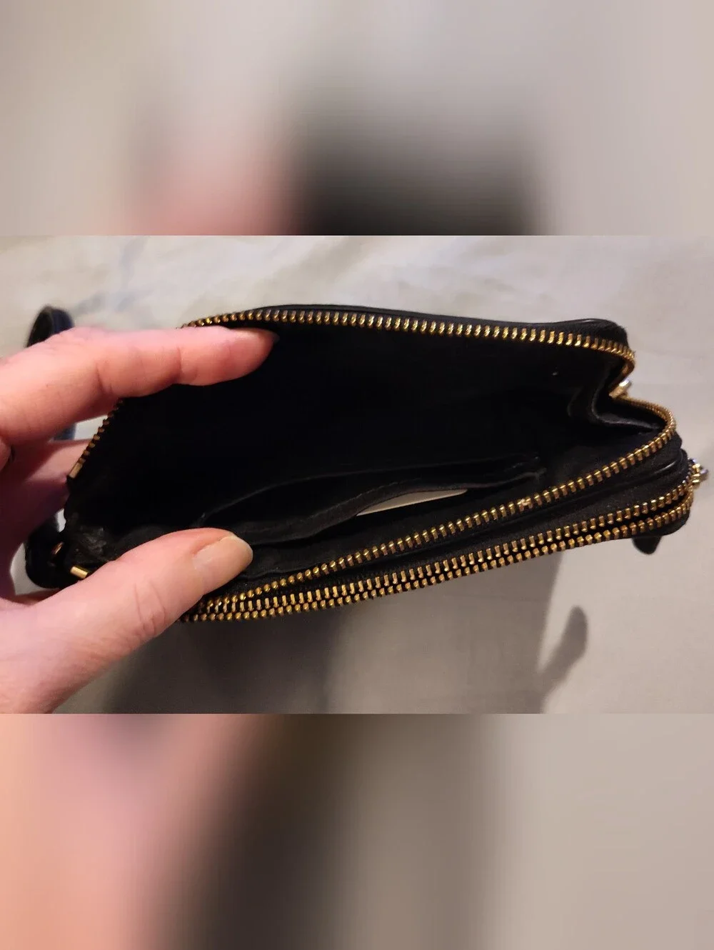 Like-New! COACH Double Zipped Wristlet In Brown Signature Wristlet